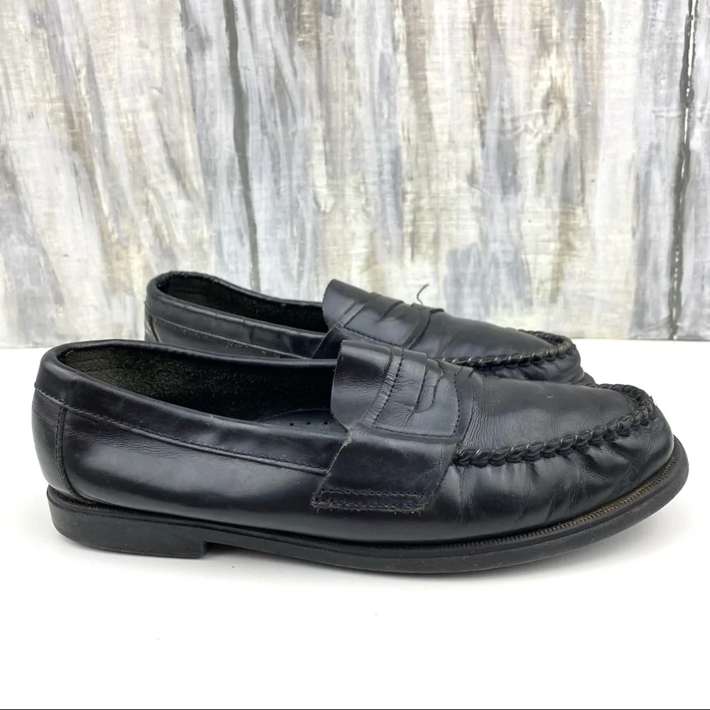 Y2K Vintage Buster Brown Black Leather Penny Loafers Slip On Casual Dress Shoe 3